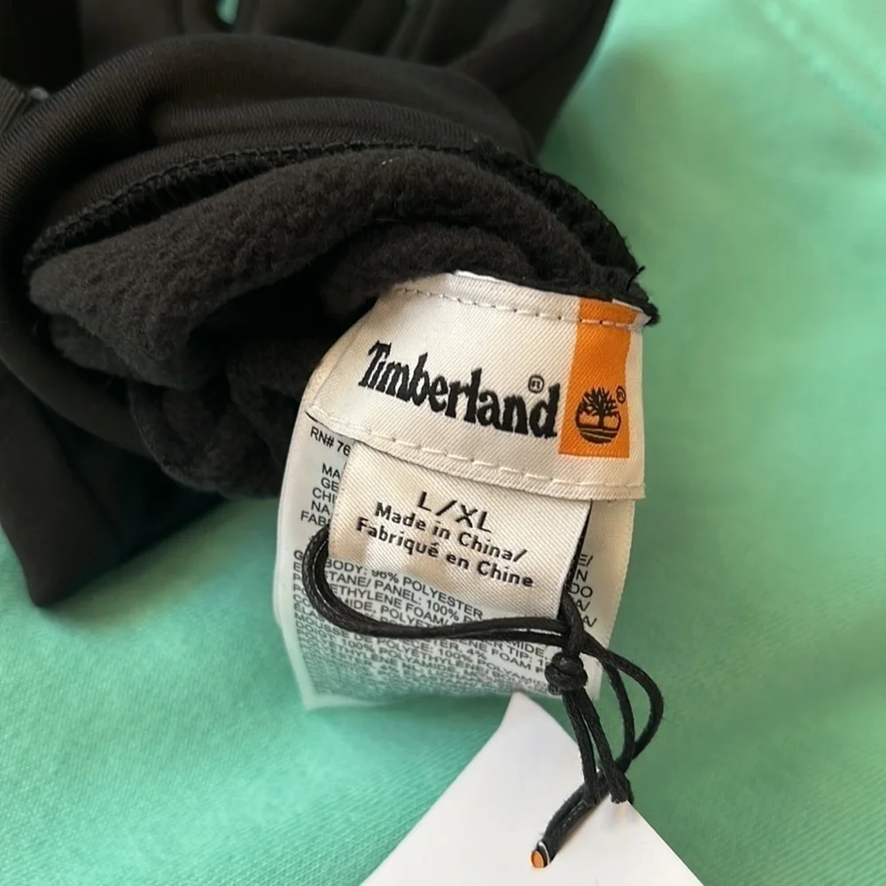 Brand New Timberland Black Touchscreen Gloves White Logo Running Winter